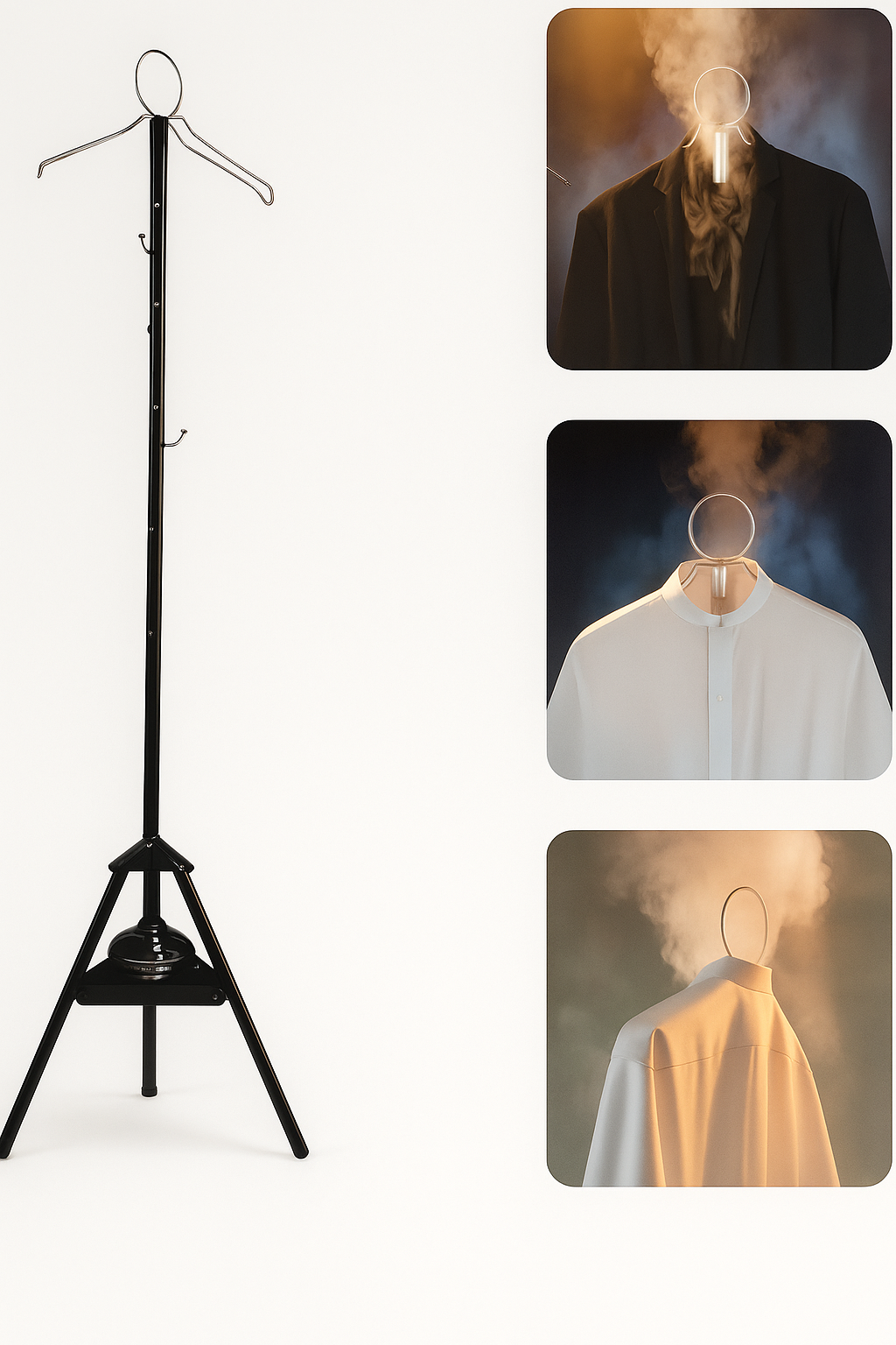 Standing Garment Steamer Rack with Built-in Hanger