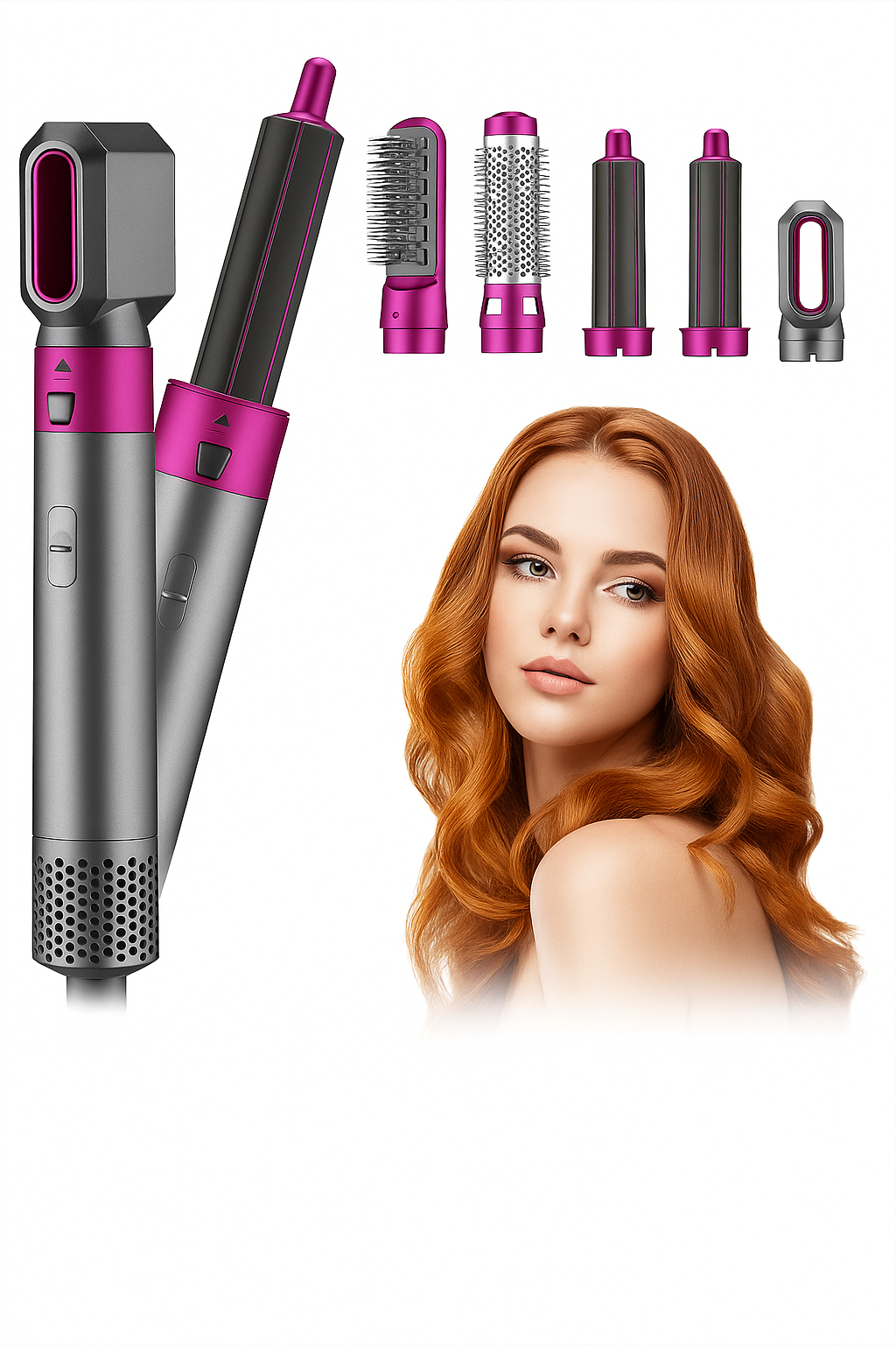 Hot Air Styler 5 in 1 Hair Dryer Brush Volumizer Straightener Curler Set