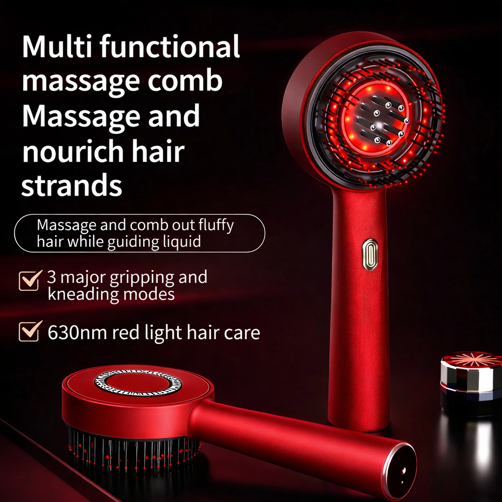 Electric Massage Comb with Red Light – USB Scalp Massager