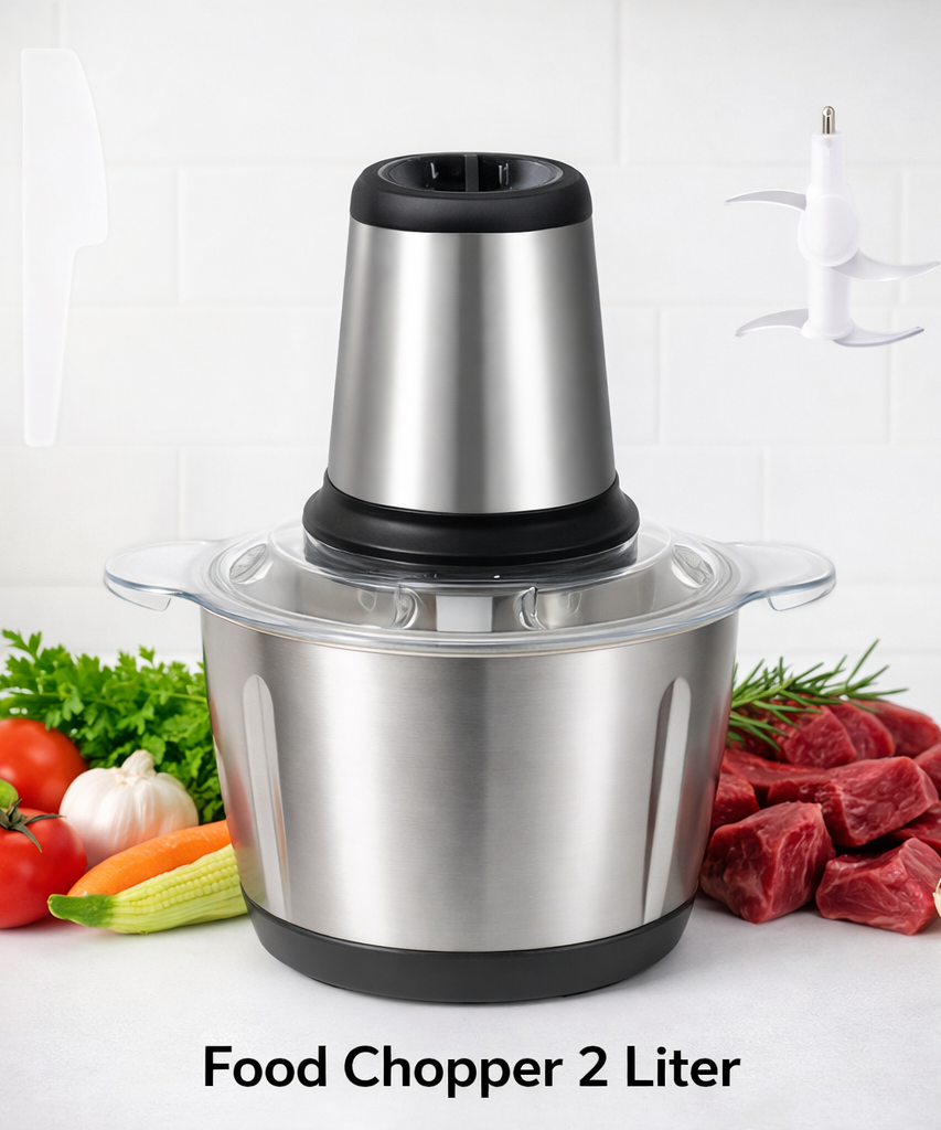 Electric Food Chopper Stainless Steel Double Blade Kitchen Grinder