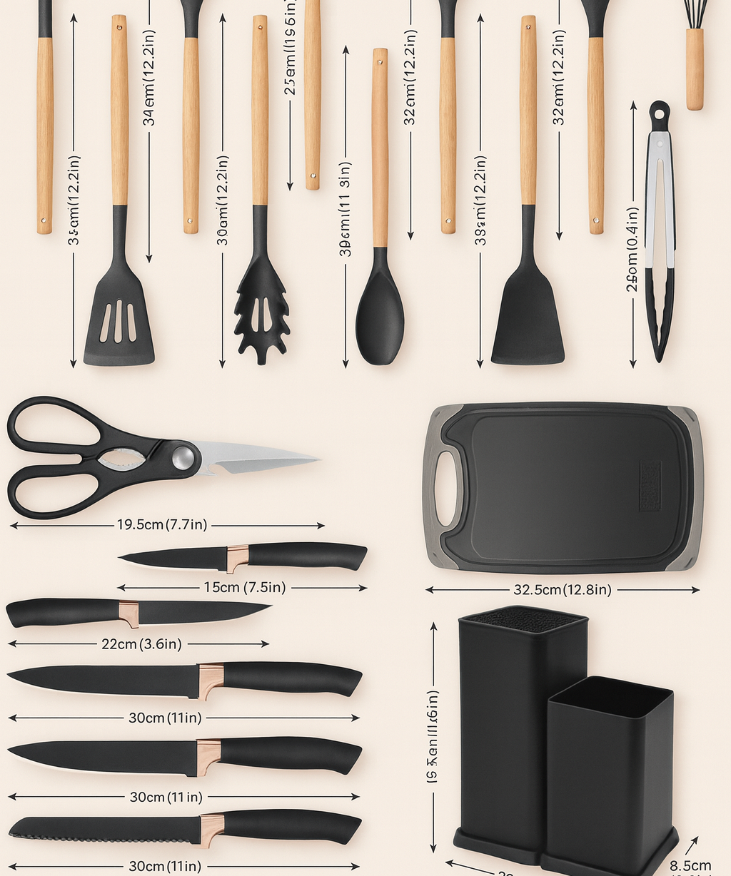 19 Pcs Kitchen Utensil Set Non Stick Cooking Tools Silicone Accessories