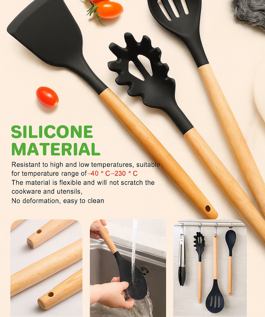 19 Pcs Kitchen Utensil Set Non Stick Cooking Tools Silicone Accessories