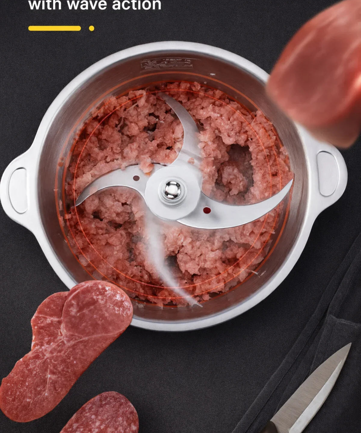 Electric Food Chopper Stainless Steel Double Blade Kitchen Grinder