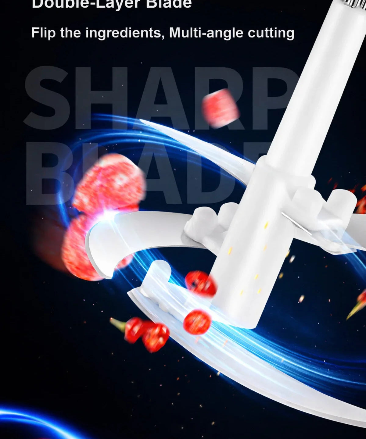 Electric Food Chopper Stainless Steel Double Blade Kitchen Grinder