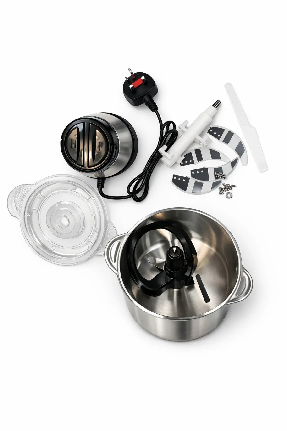 Electric Food Chopper Stainless Steel Double Blade Kitchen Grinder