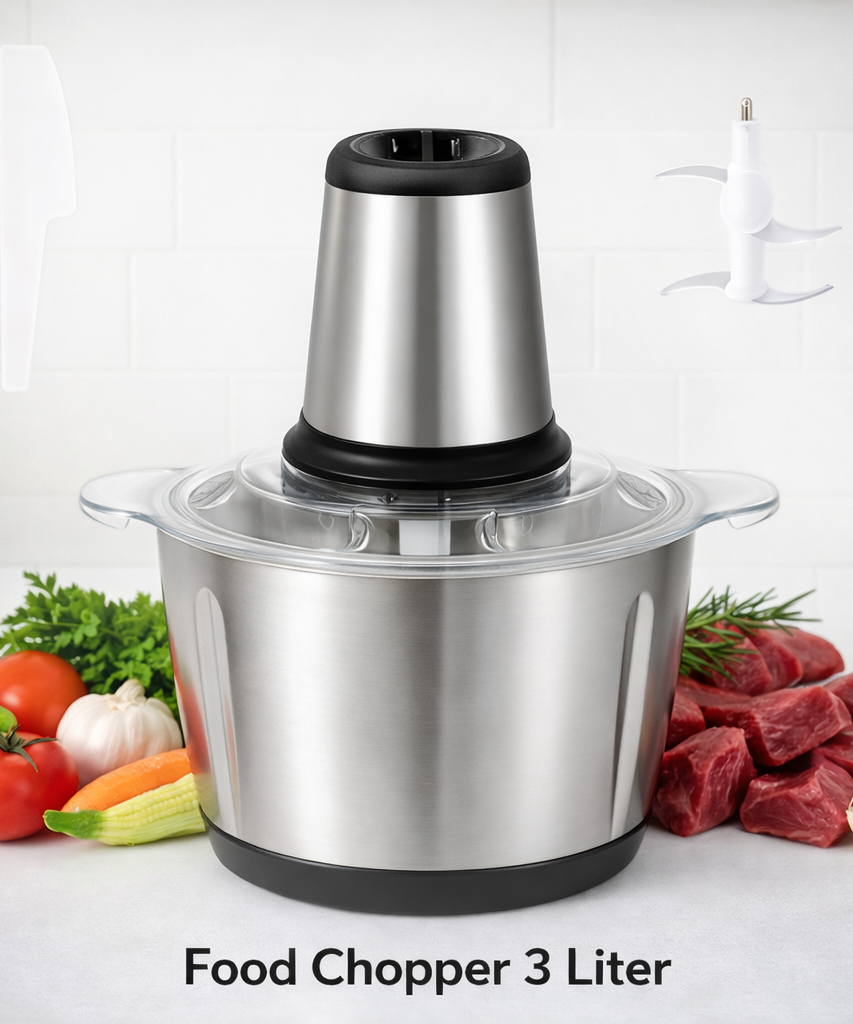 Electric Food Chopper Stainless Steel Double Blade Kitchen Grinder