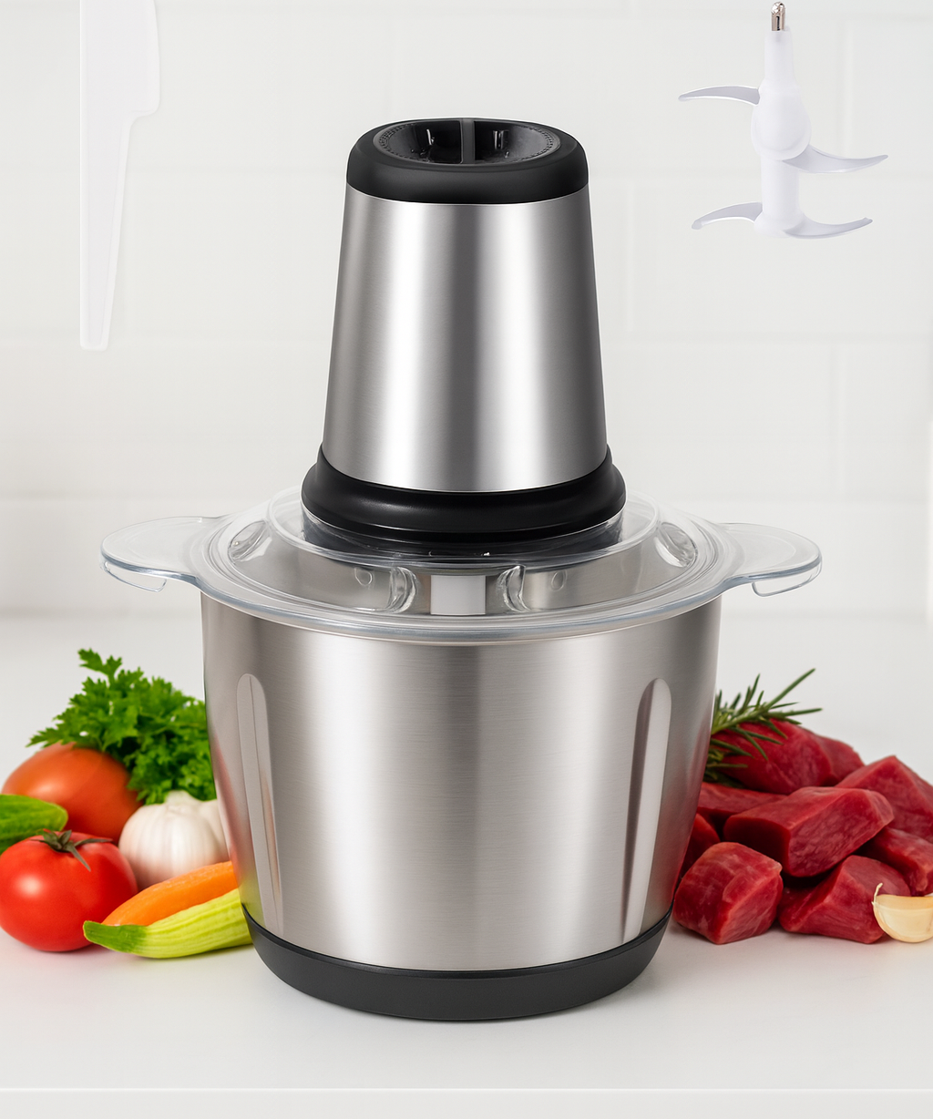 2L Electric Food Chopper Stainless Steel Double Blade Kitchen Grinder