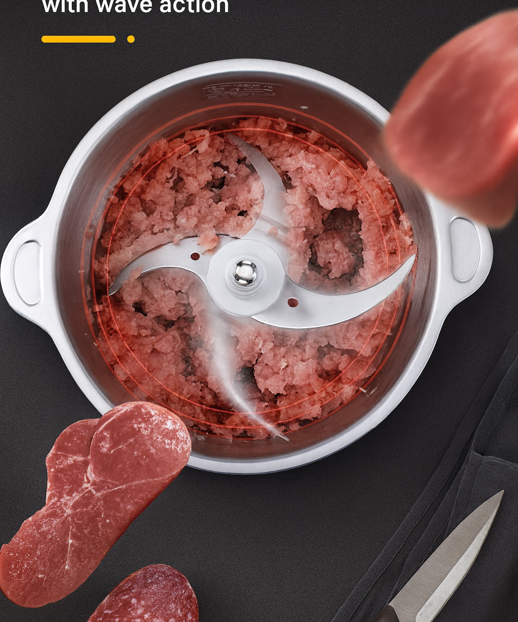 3L Electric Food Chopper Stainless Steel Double Blade Kitchen Grinder