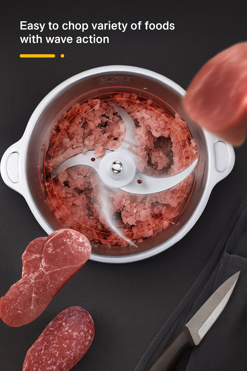 3L Electric Food Chopper Stainless Steel Double Blade Kitchen Grinder