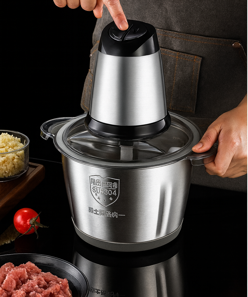 3L Electric Food Chopper Stainless Steel Double Blade Kitchen Grinder