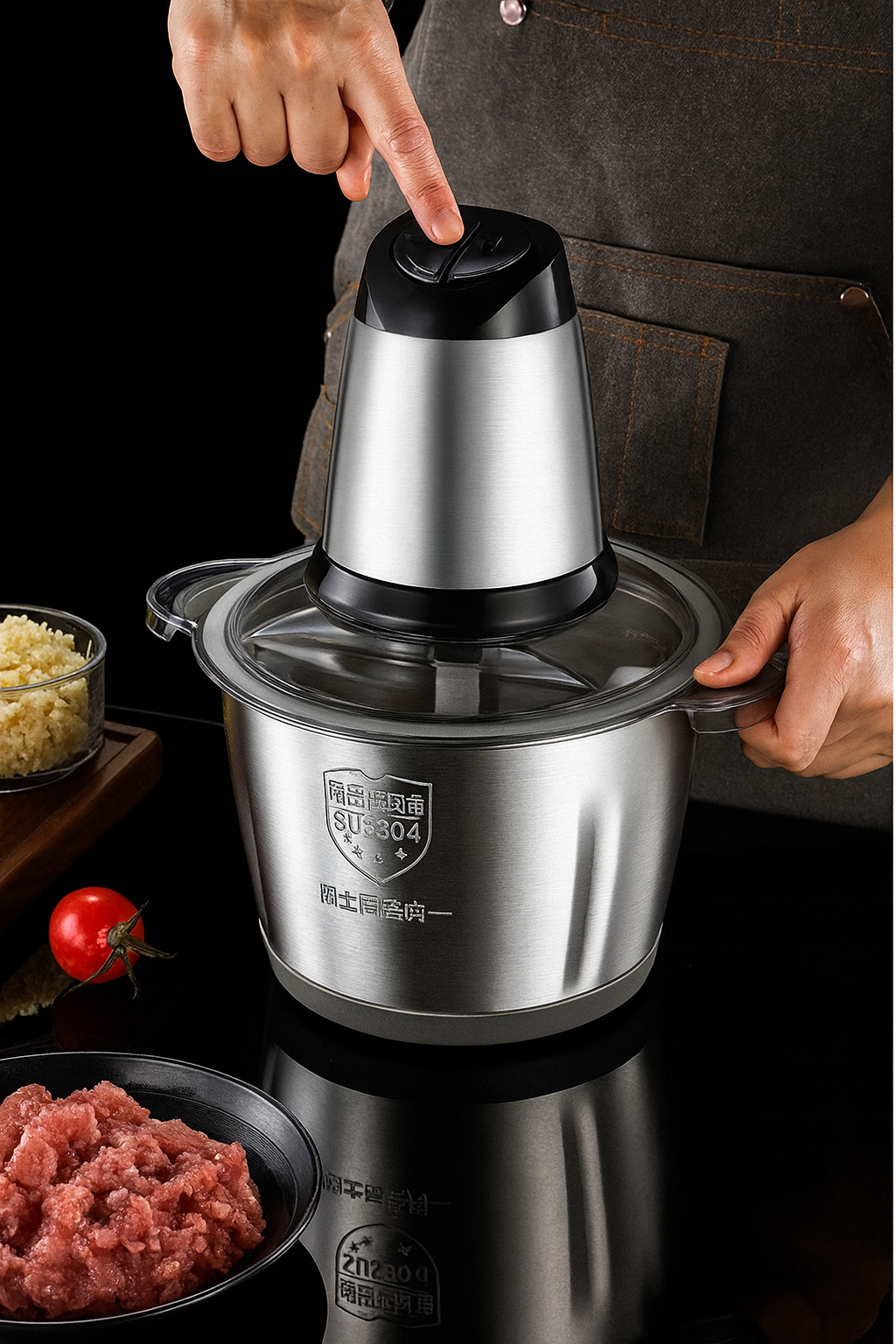 3L Electric Food Chopper Stainless Steel Double Blade Kitchen Grinder