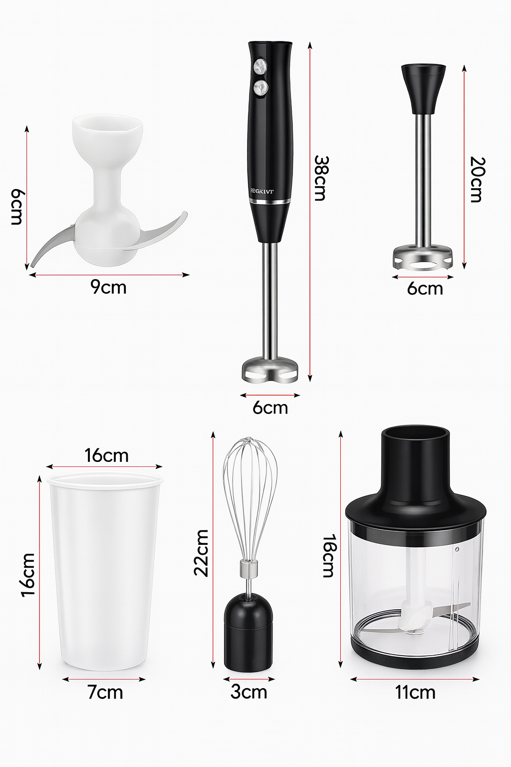 4-in-1 Hand Blender Set 500W with Chopper, Whisk & Beaker