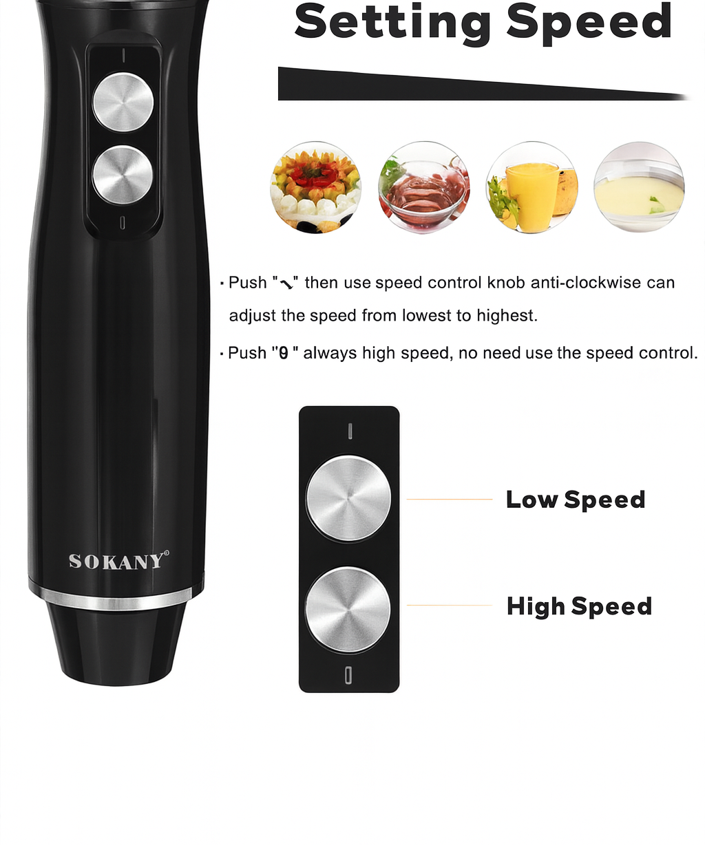 4-in-1 Hand Blender Set 500W with Chopper, Whisk & Beaker