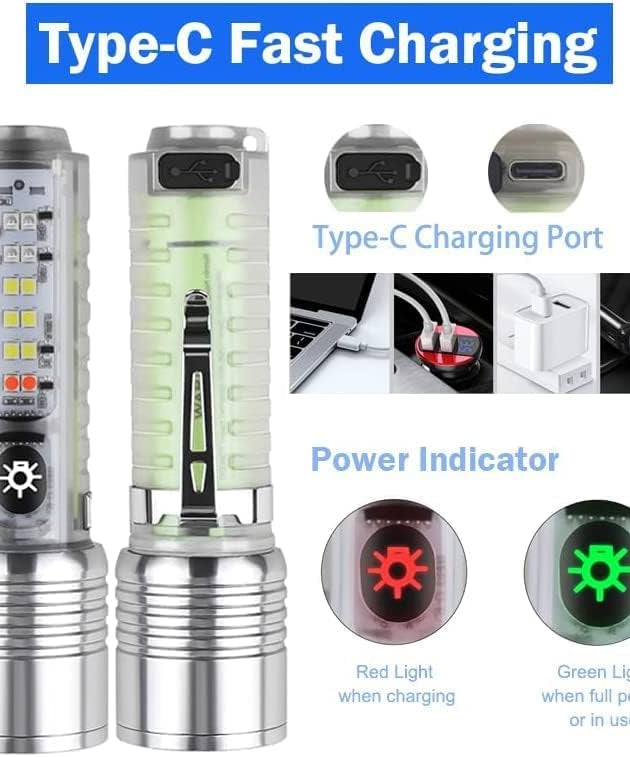 Powerful Multi-function Rechargeable lens Flashlight