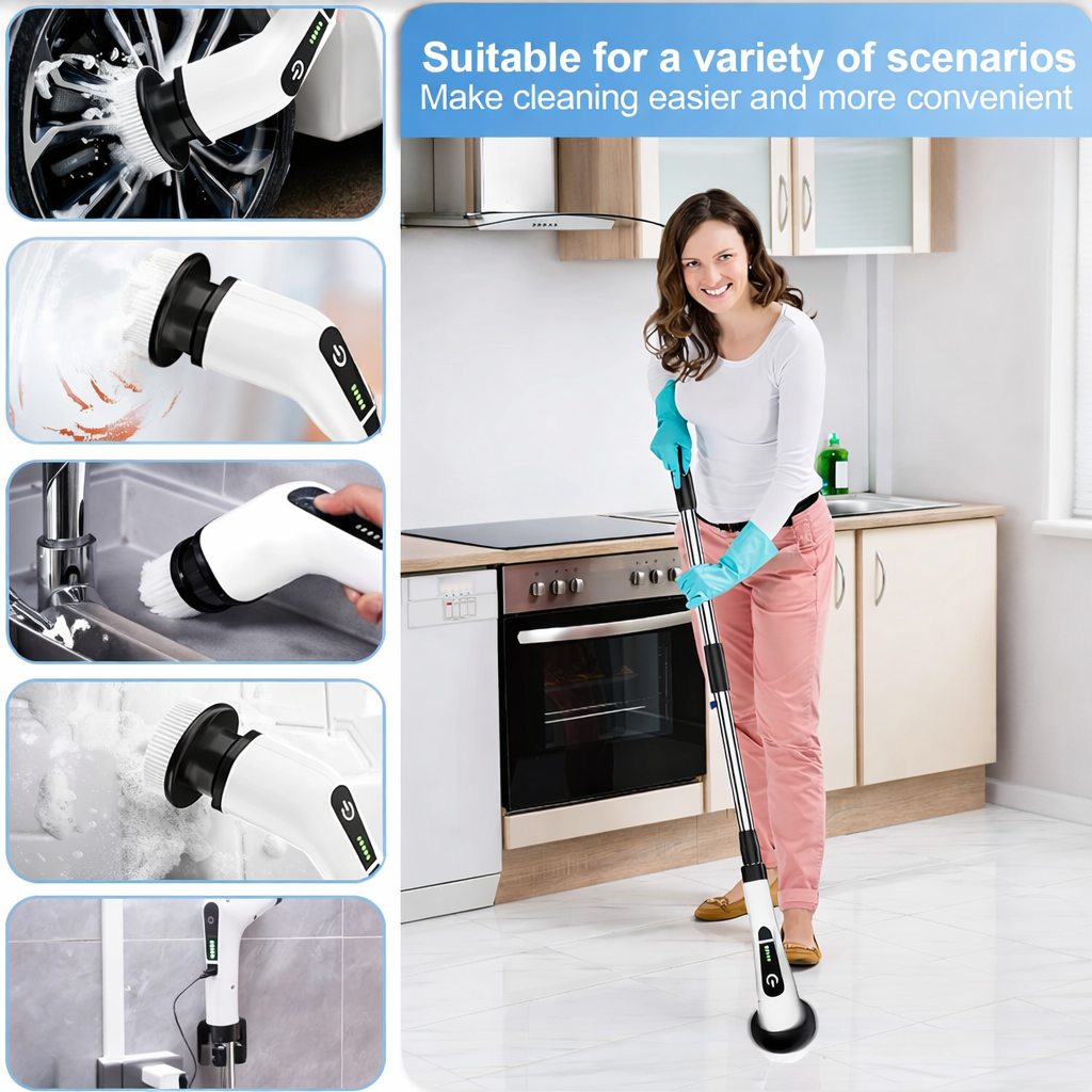 9 in 1 Electric Cleaning Brush Set for Kitchen Bathroom Car Detailing