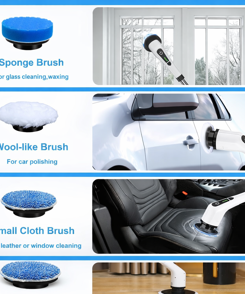 9 in 1 Electric Cleaning Brush Set for Kitchen Bathroom Car Detailing
