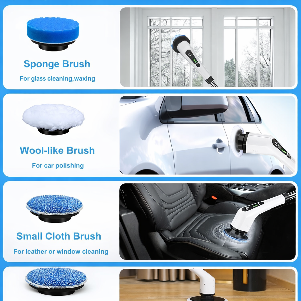 9 in 1 Electric Cleaning Brush Set for Kitchen Bathroom Car Detailing