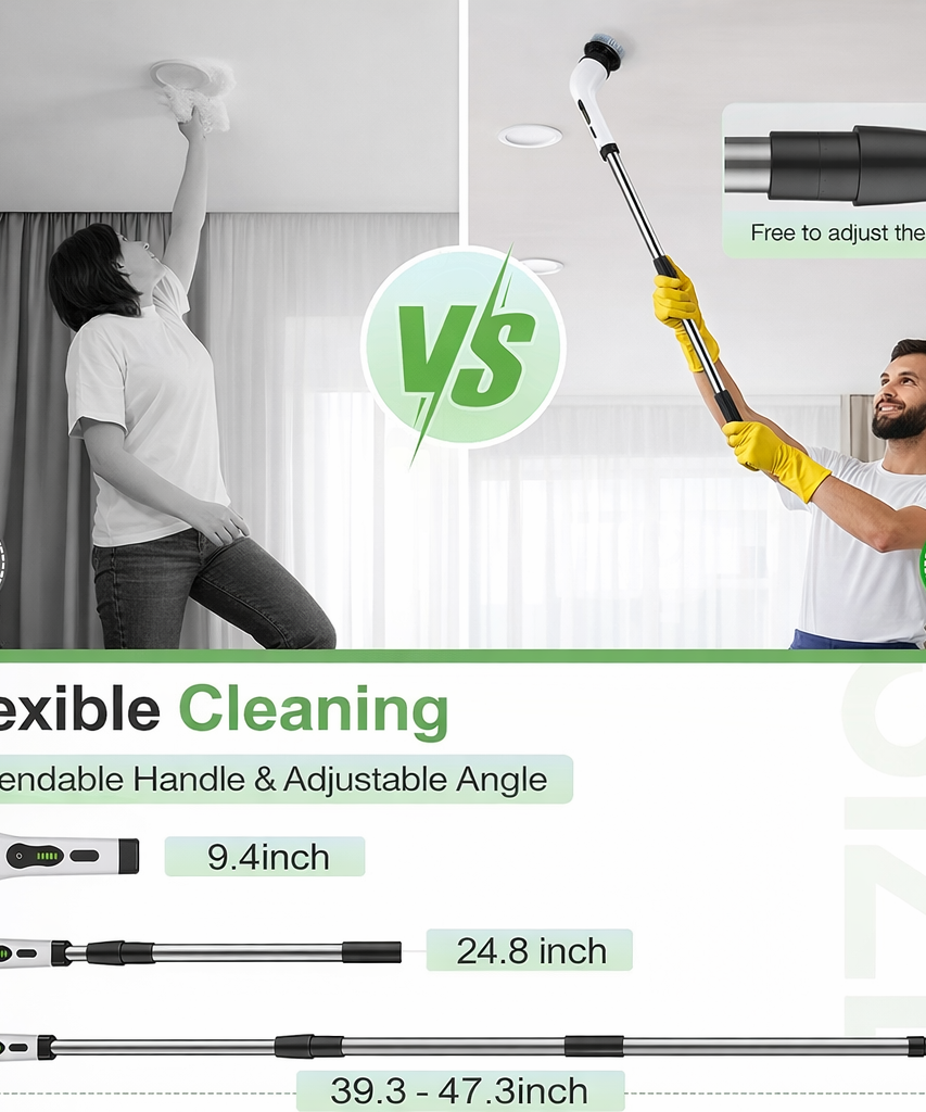 9 in 1 Electric Cleaning Brush Set for Kitchen Bathroom Car Detailing