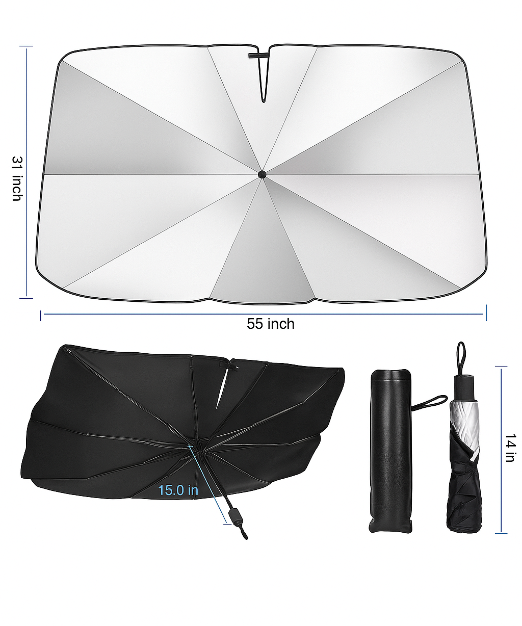 Automatic Car Umbrella Portable Windproof Sun Shade Cover for Vehicles