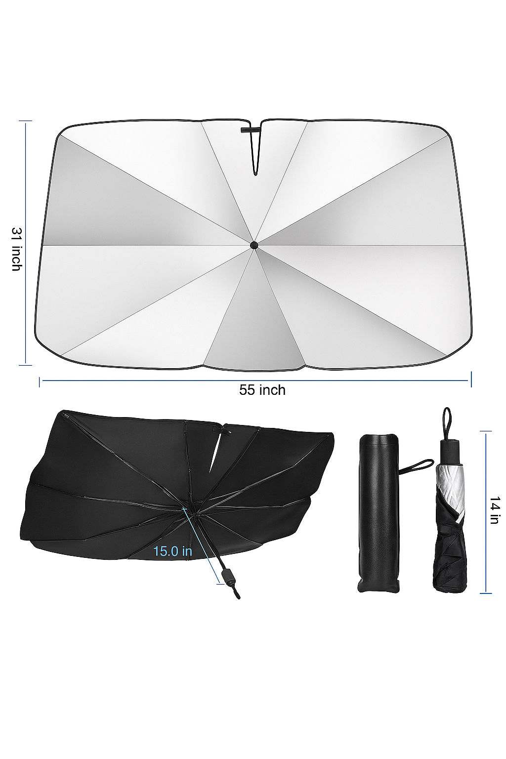 Automatic Car Umbrella Portable Windproof Sun Shade Cover for Vehicles
