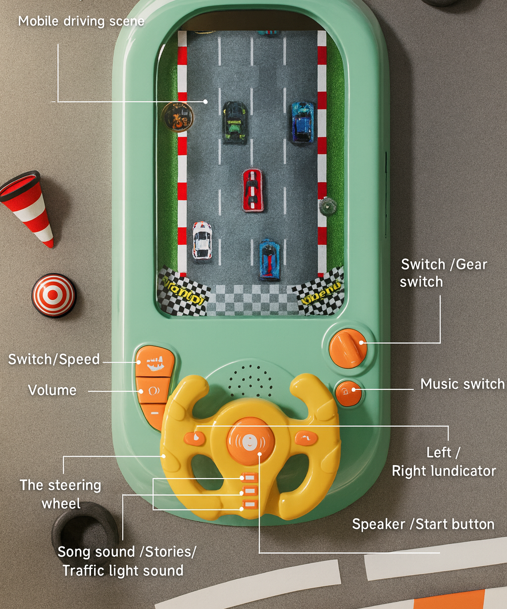 Car Adventure Track Set Interactive Toy with Mini Cars and Obstacles