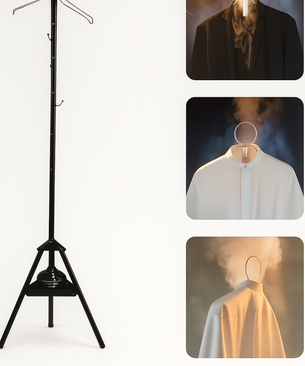 Standing Garment Steamer Rack with Built-in Hanger