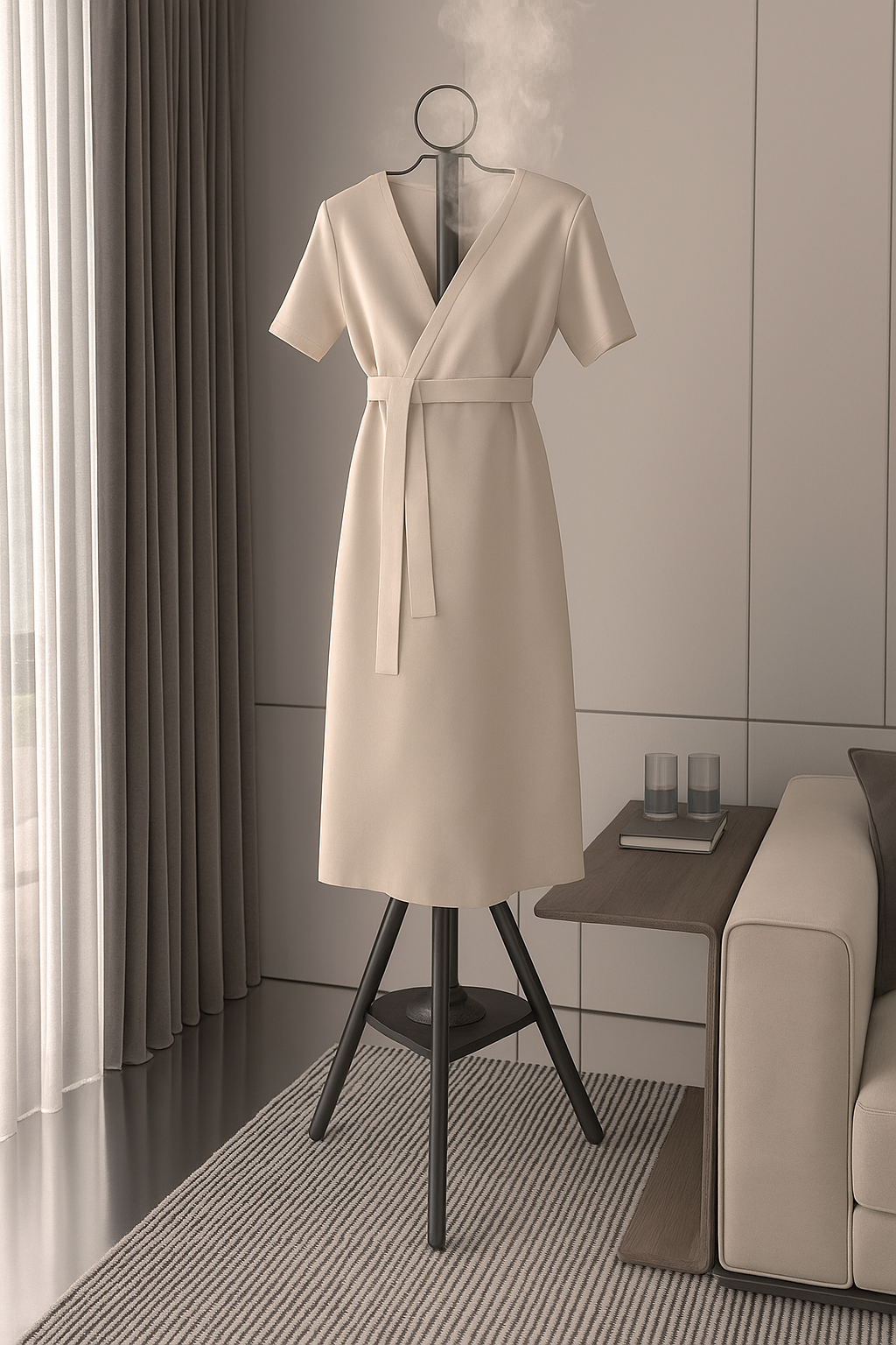 Standing Garment Steamer Rack with Built-in Hanger