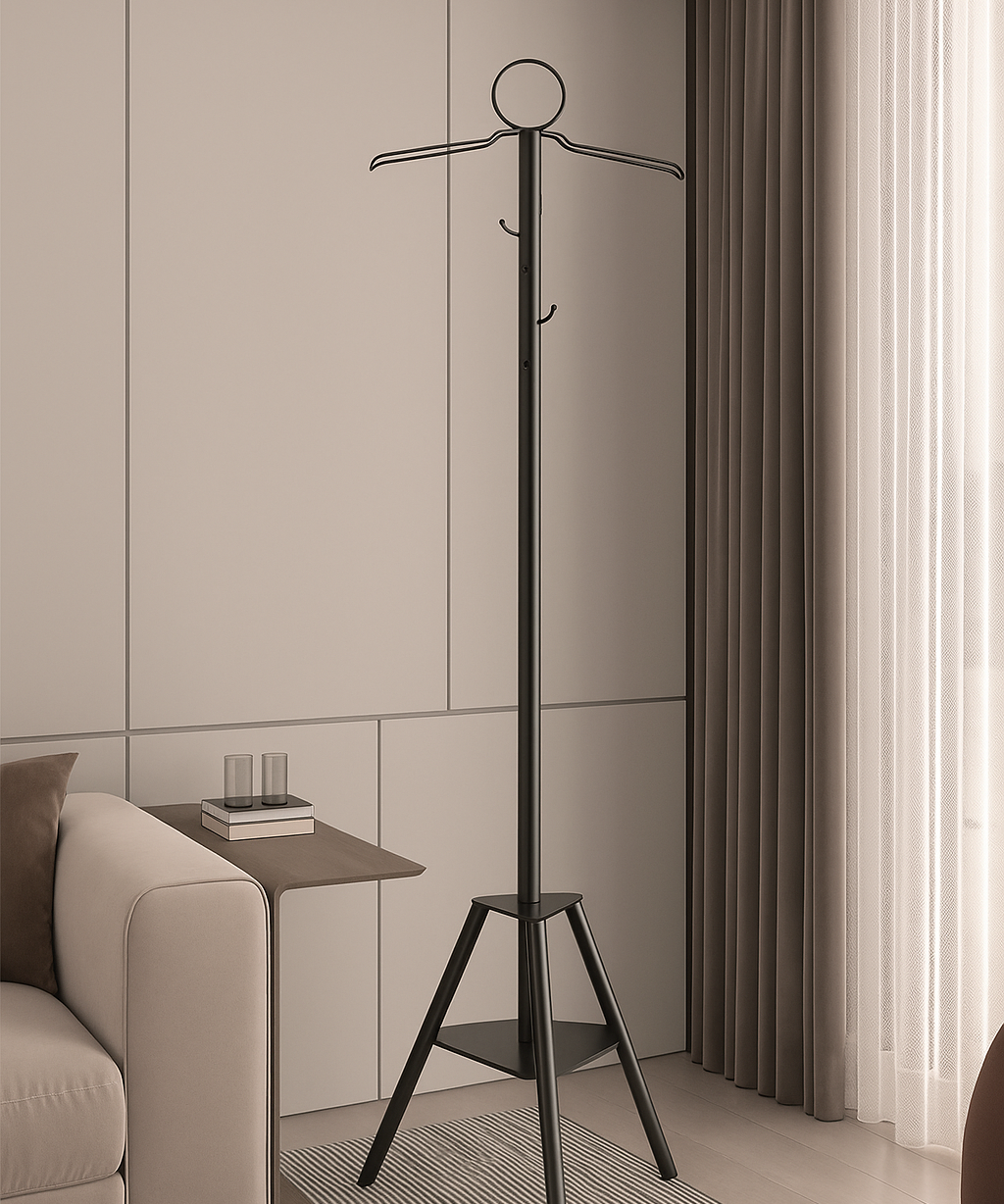 Standing Garment Steamer Rack with Built-in Hanger