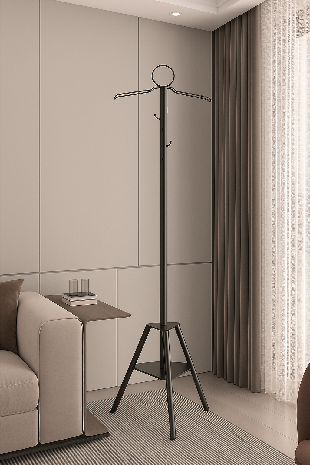 Standing Garment Steamer Rack with Built-in Hanger