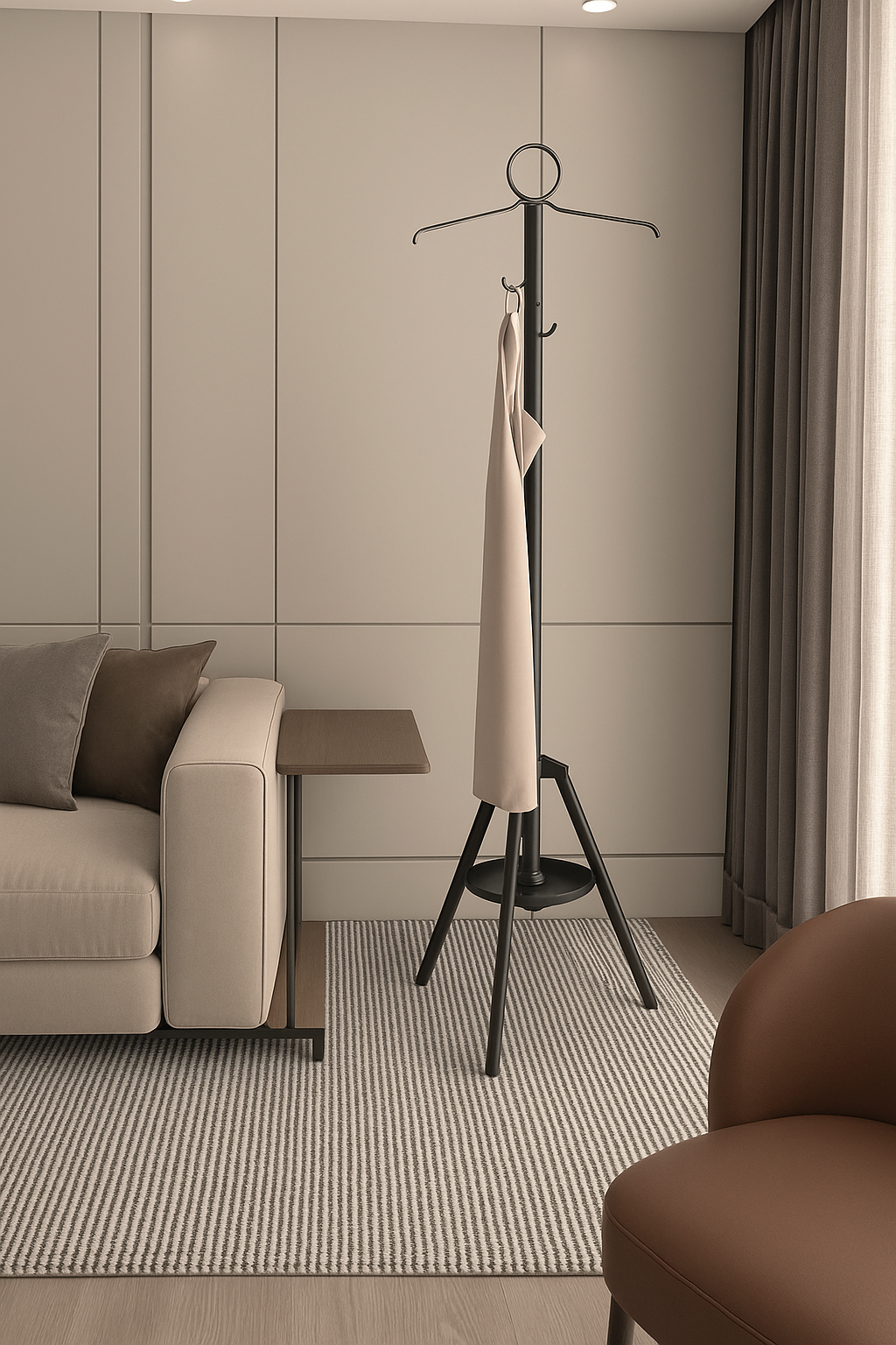 Standing Garment Steamer Rack with Built-in Hanger