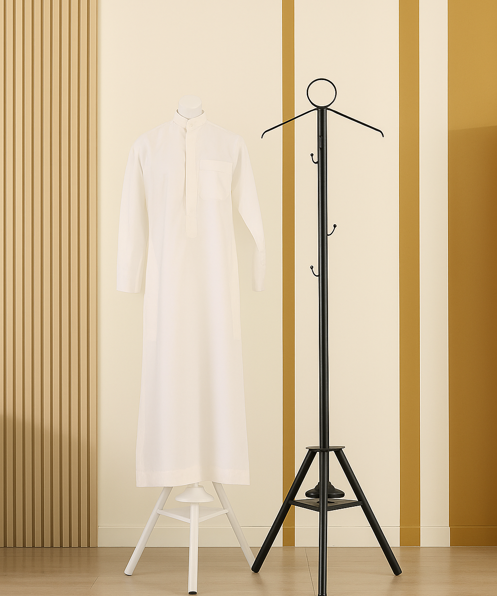 Standing Garment Steamer Rack with Built-in Hanger