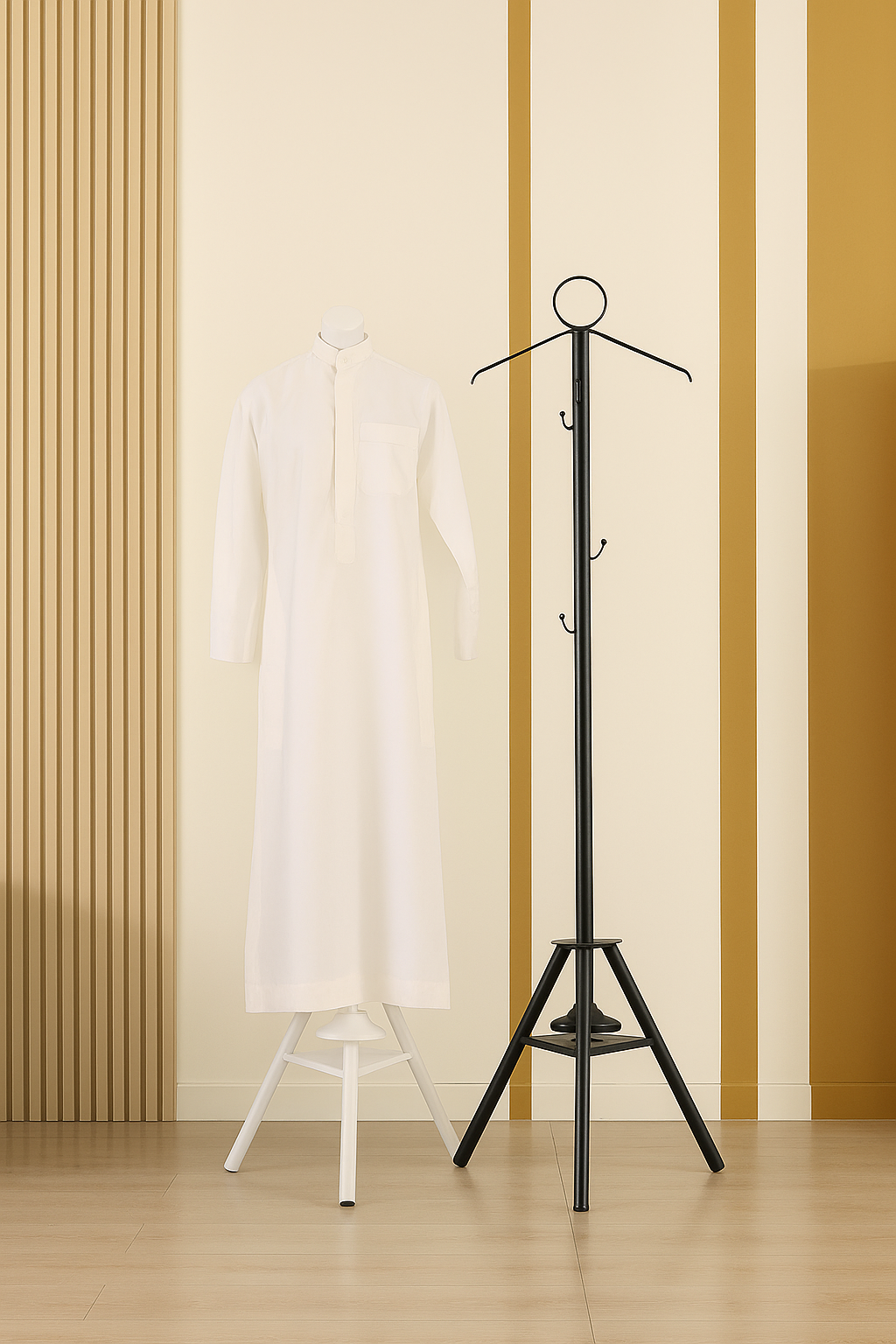 Standing Garment Steamer Rack with Built-in Hanger