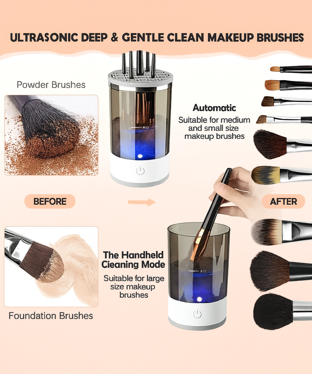 Electric Makeup Brush Cleaner with Automatic & Manual Cleaning Modes
