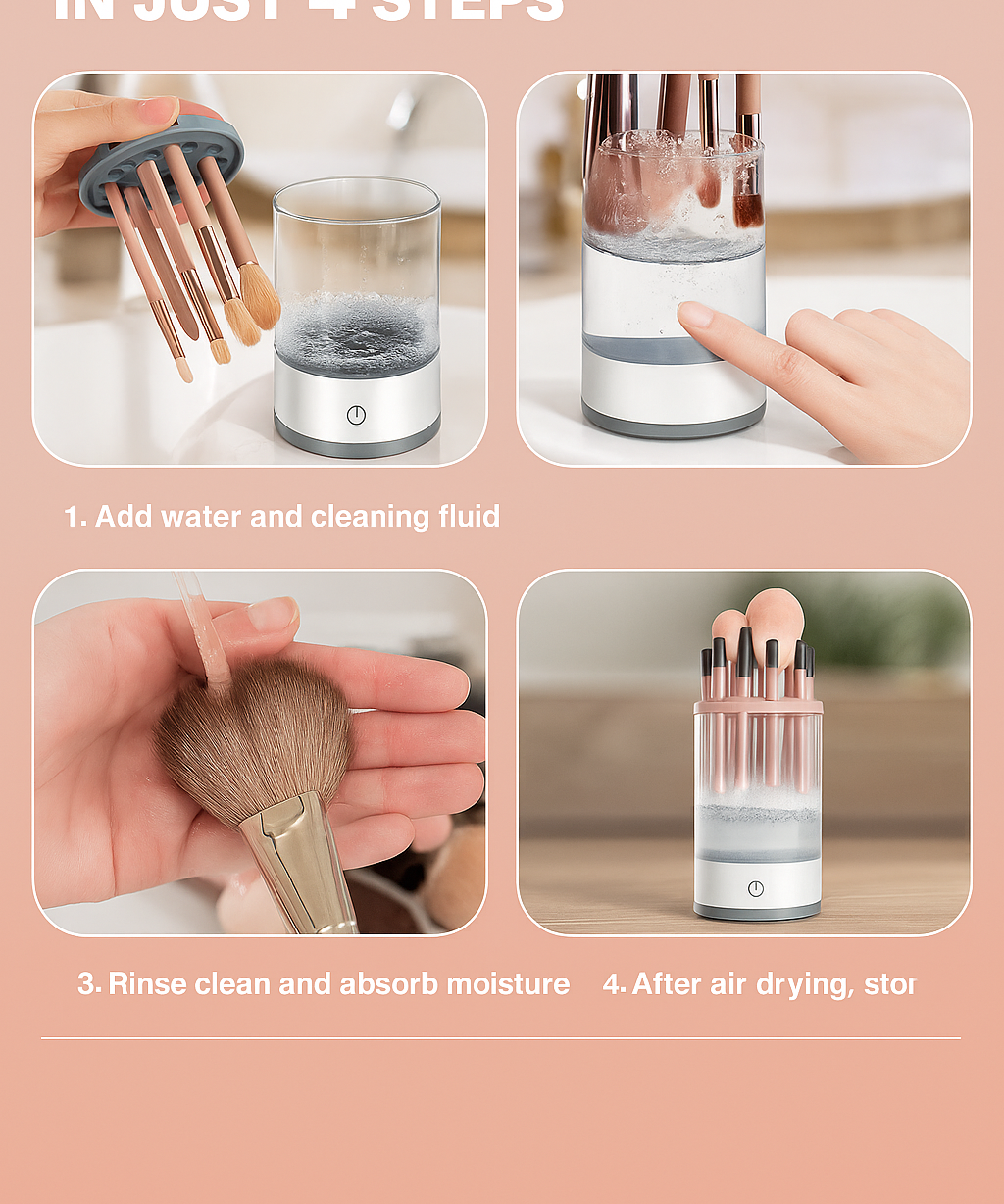 Electric Makeup Brush Cleaner with Automatic & Manual Cleaning Modes