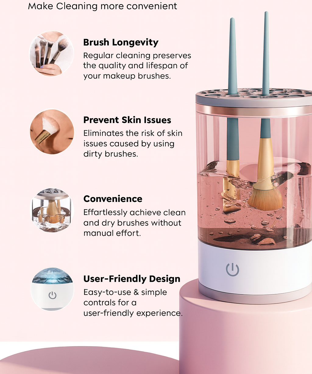 Electric Makeup Brush Cleaner with Automatic & Manual Cleaning Modes