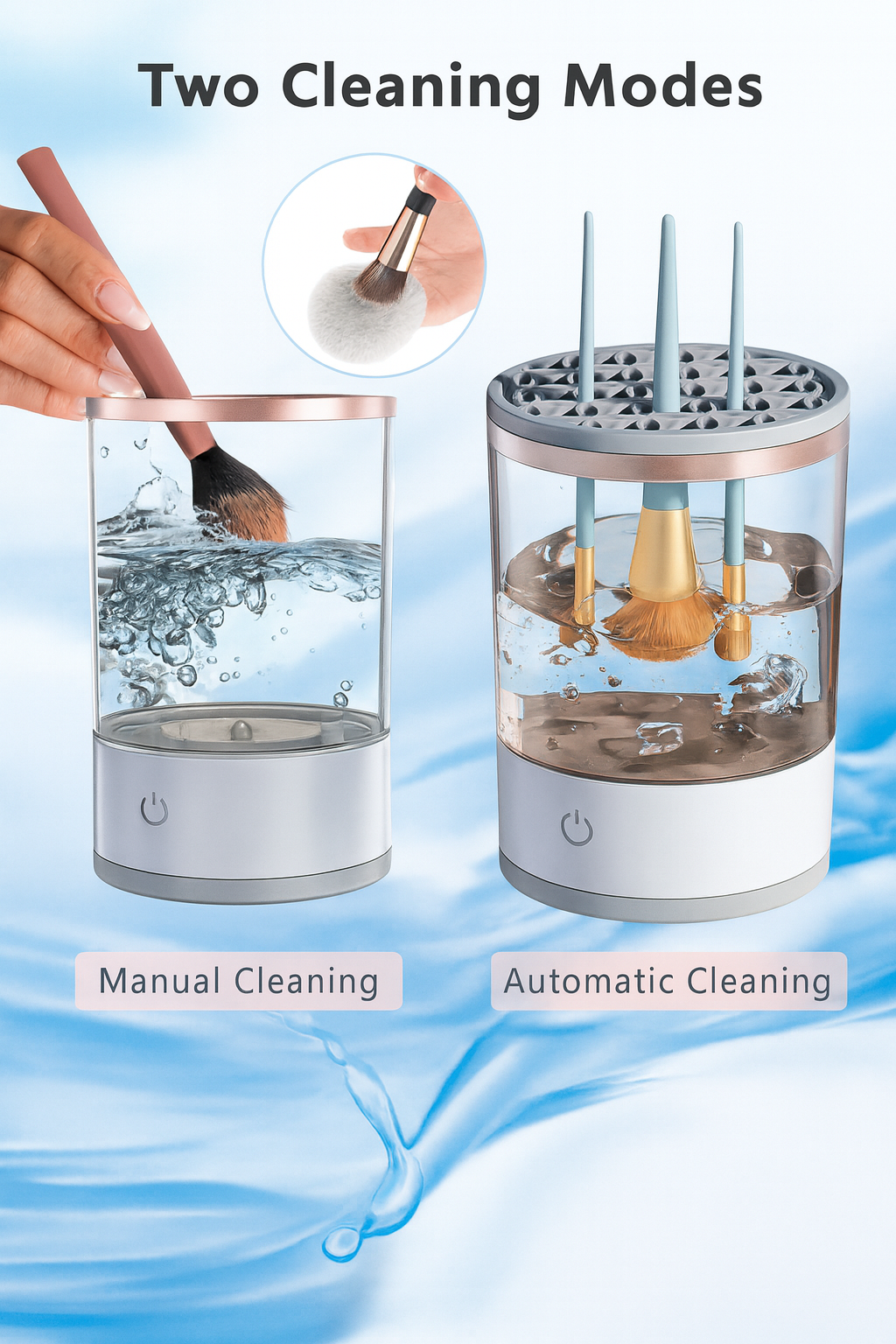 Electric Makeup Brush Cleaner with Automatic & Manual Cleaning Modes