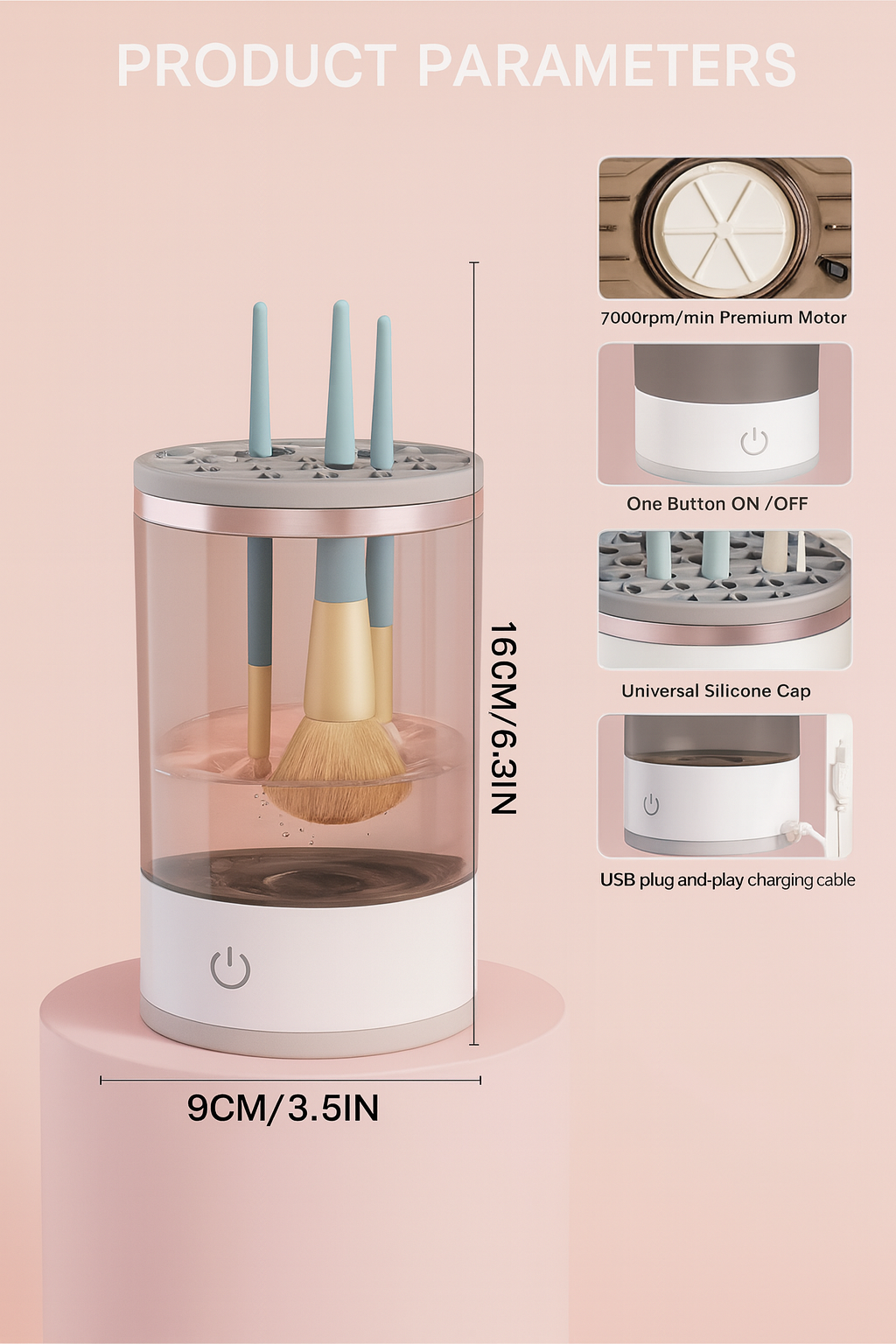 Electric Makeup Brush Cleaner with Automatic & Manual Cleaning Modes