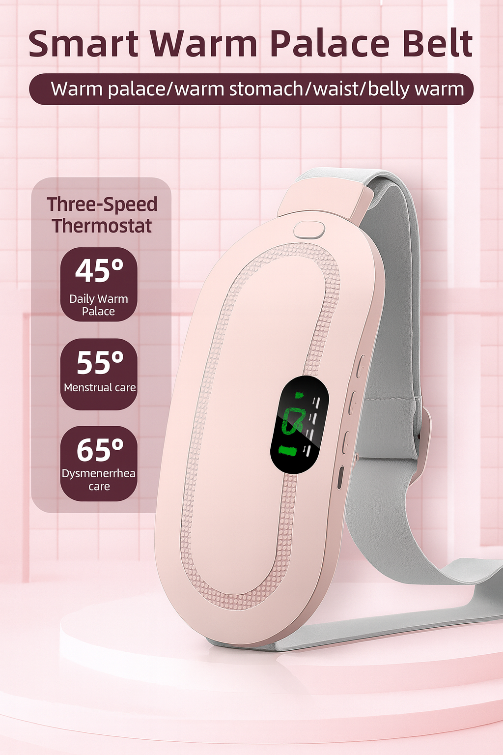 Electric Period Pain Relief Belt Heating Pad Massager for Women Comfort