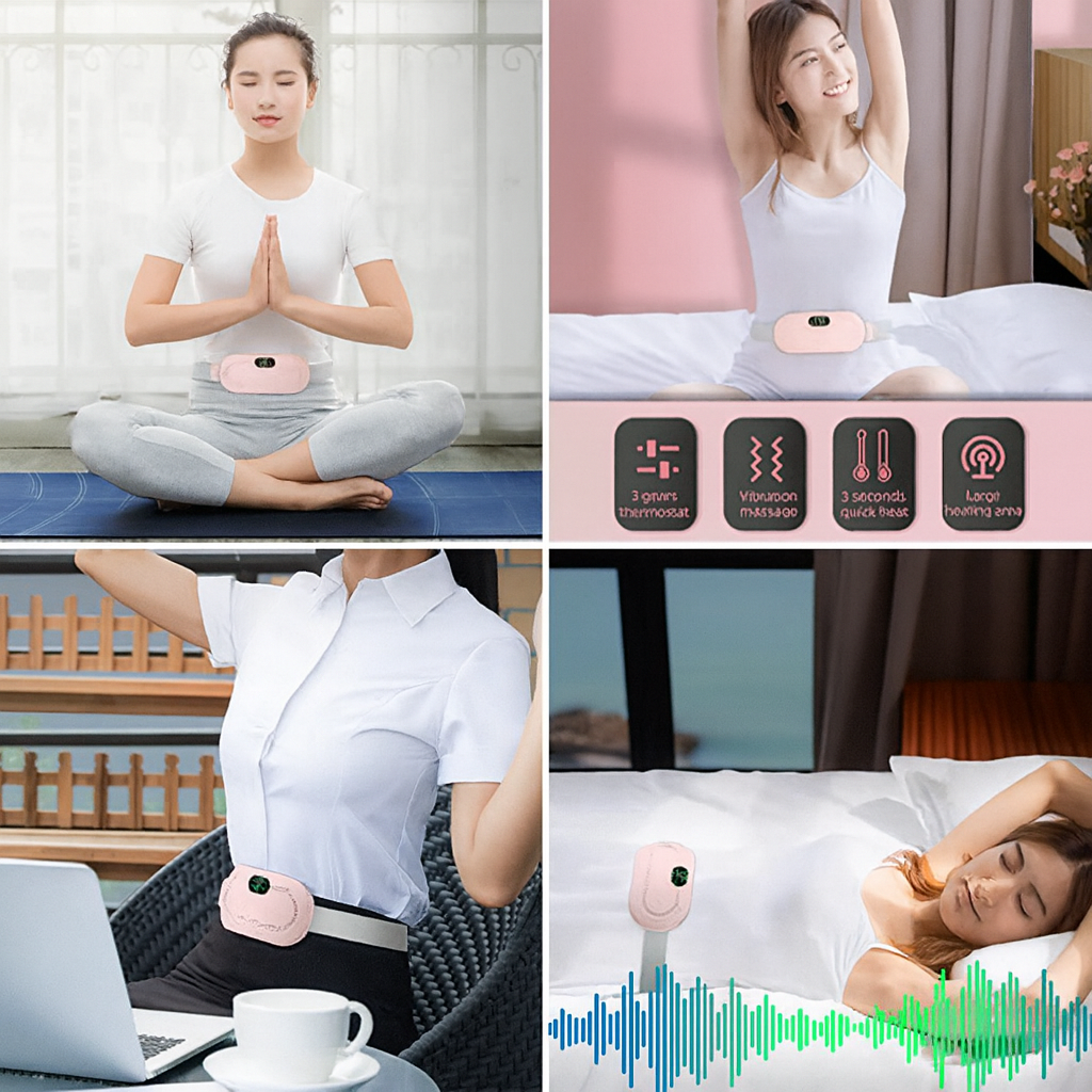 Electric Period Pain Relief Belt Heating Pad Massager for Women Comfort