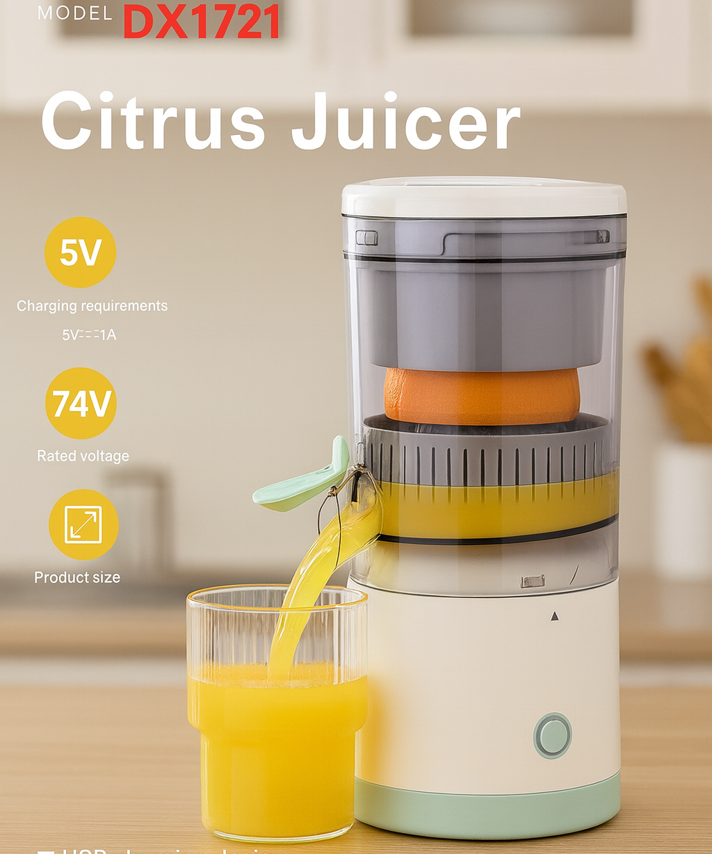 Electric Citrus Juicer Portable Lemon Orange Juice Extractor Machine