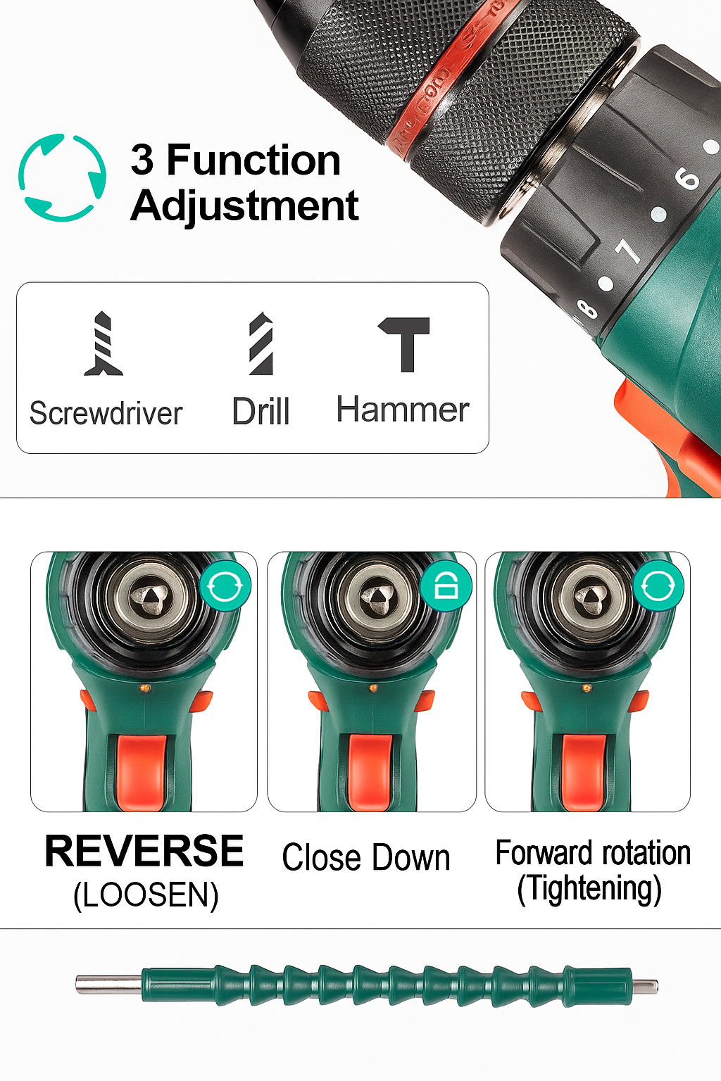 Electric Drill Double Battery Cordless Power Tool Set for Home Repair