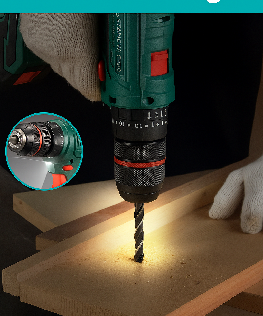 Electric Drill Double Battery Cordless Power Tool Set for Home Repair