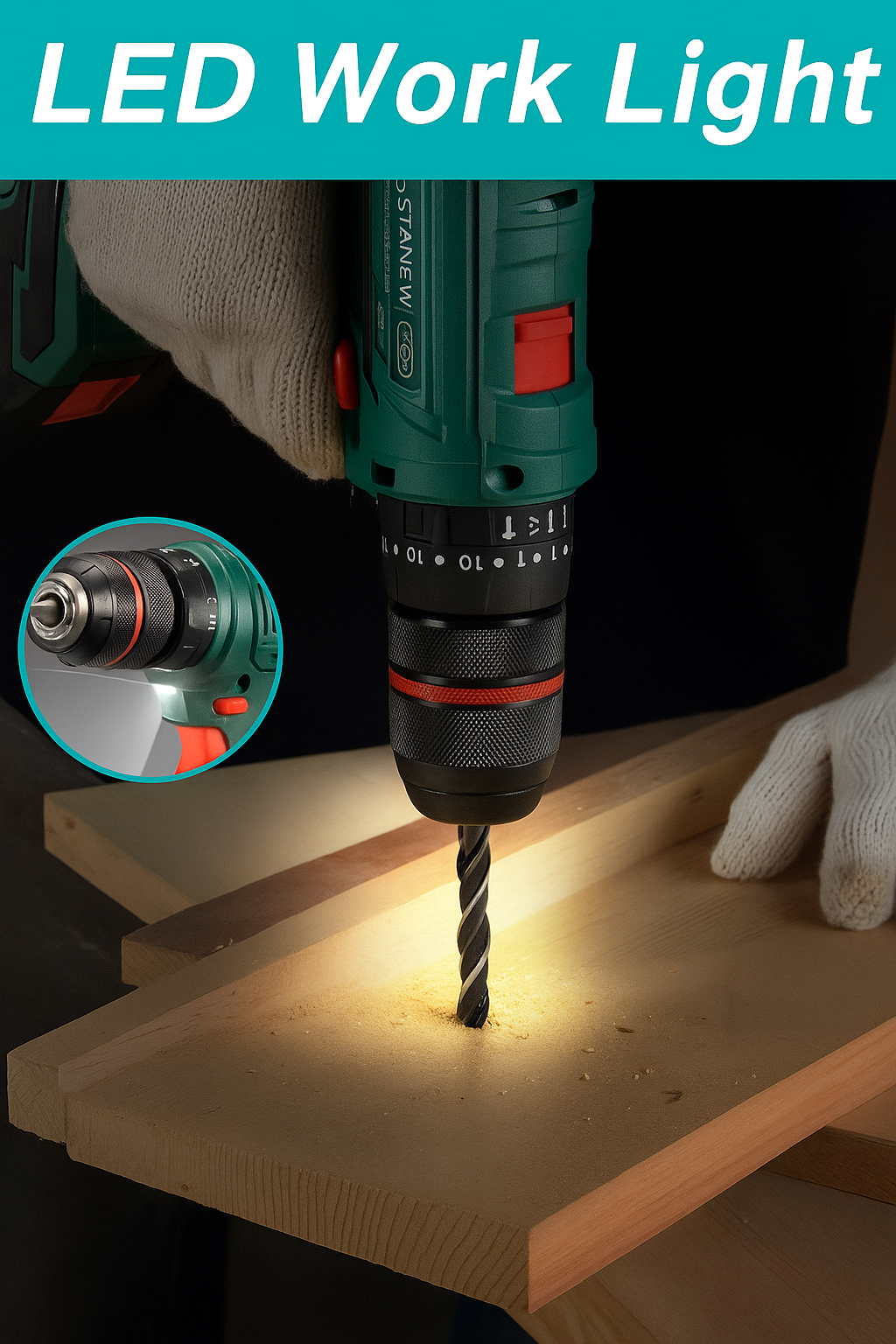 Electric Drill Double Battery Cordless Power Tool Set for Home Repair