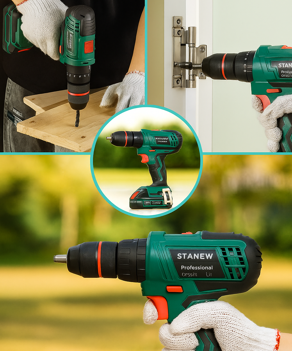 Electric Drill Double Battery Cordless Power Tool Set for Home Repair