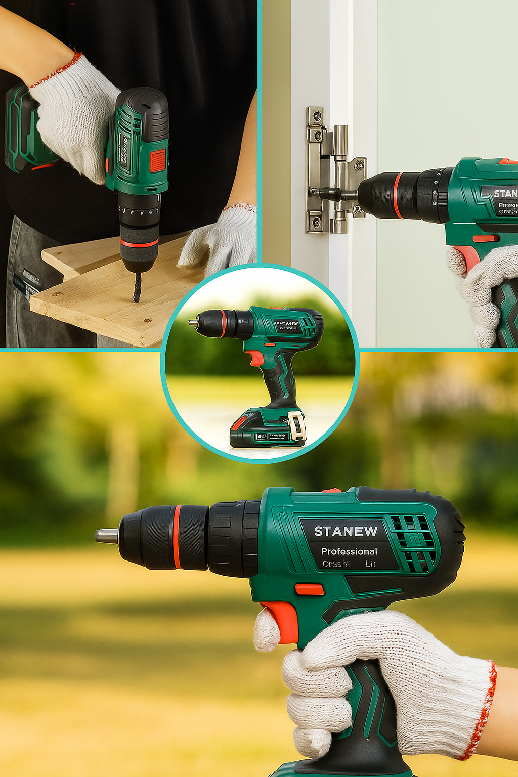 Electric Drill Double Battery Cordless Power Tool Set for Home Repair