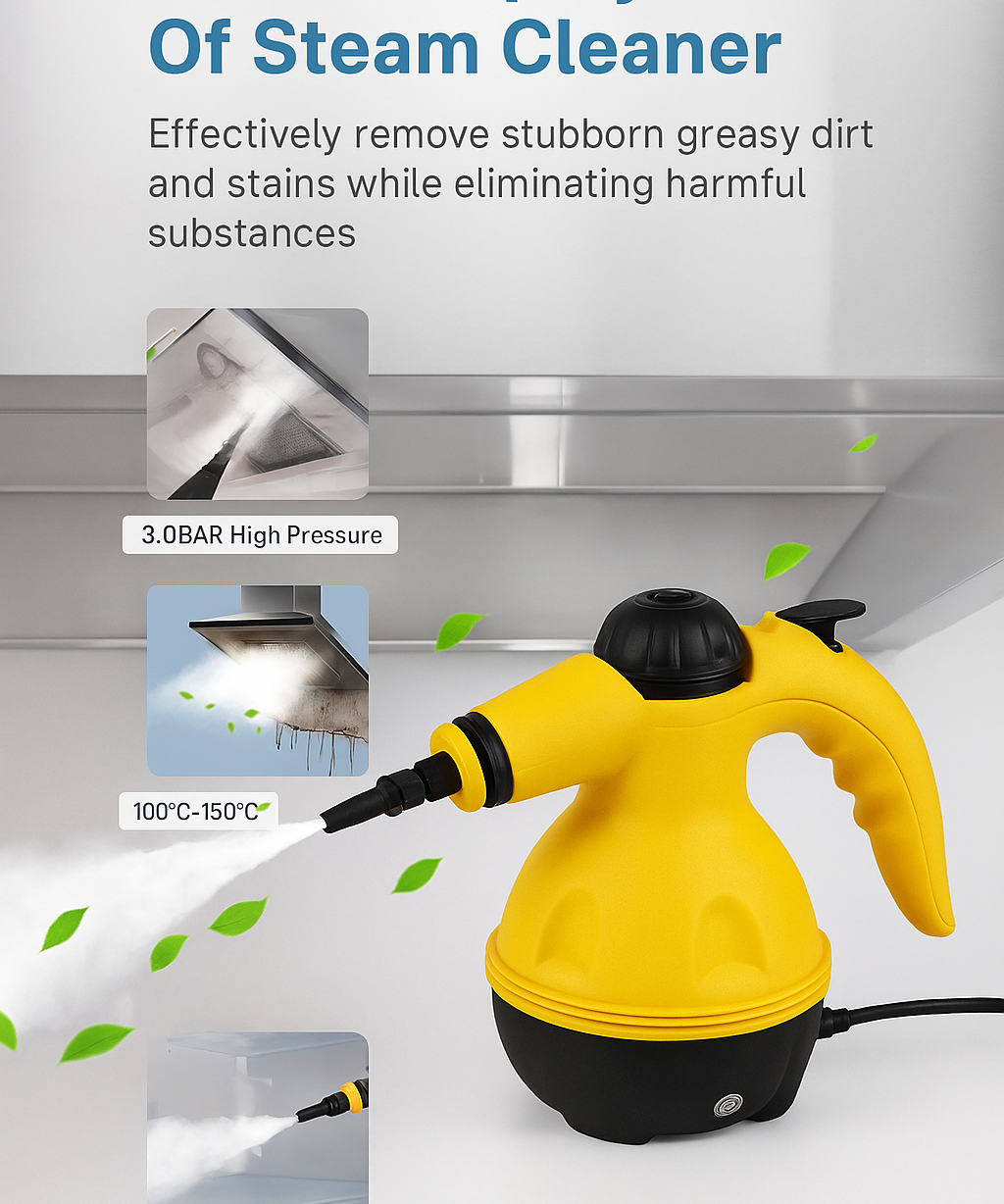 Handheld Steam Cleaner 1000W with Multi Nozzle Accessories for Home Cleaning
