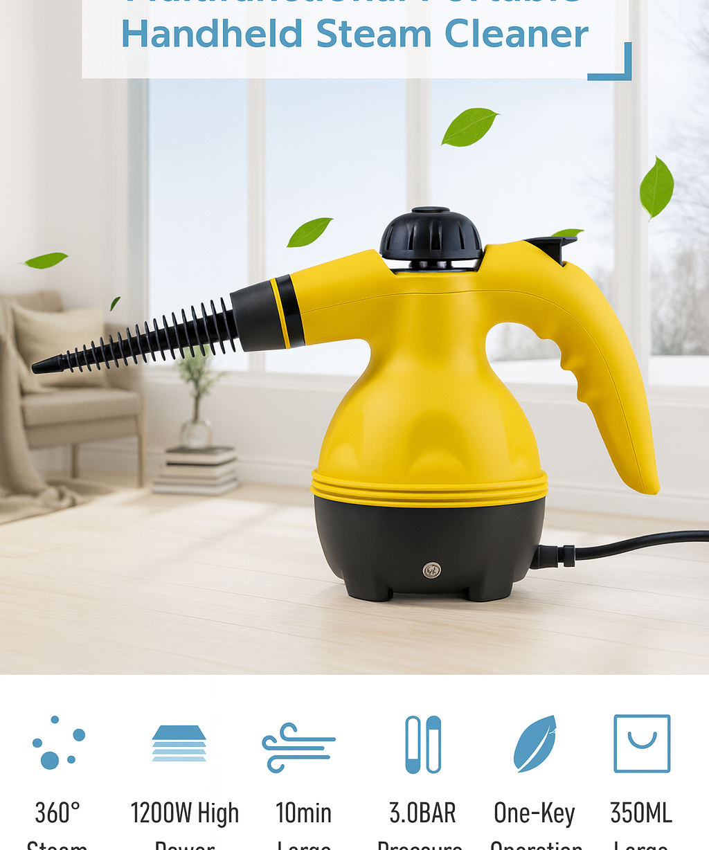 Handheld Steam Cleaner 1000W with Multi Nozzle Accessories for Home Cleaning