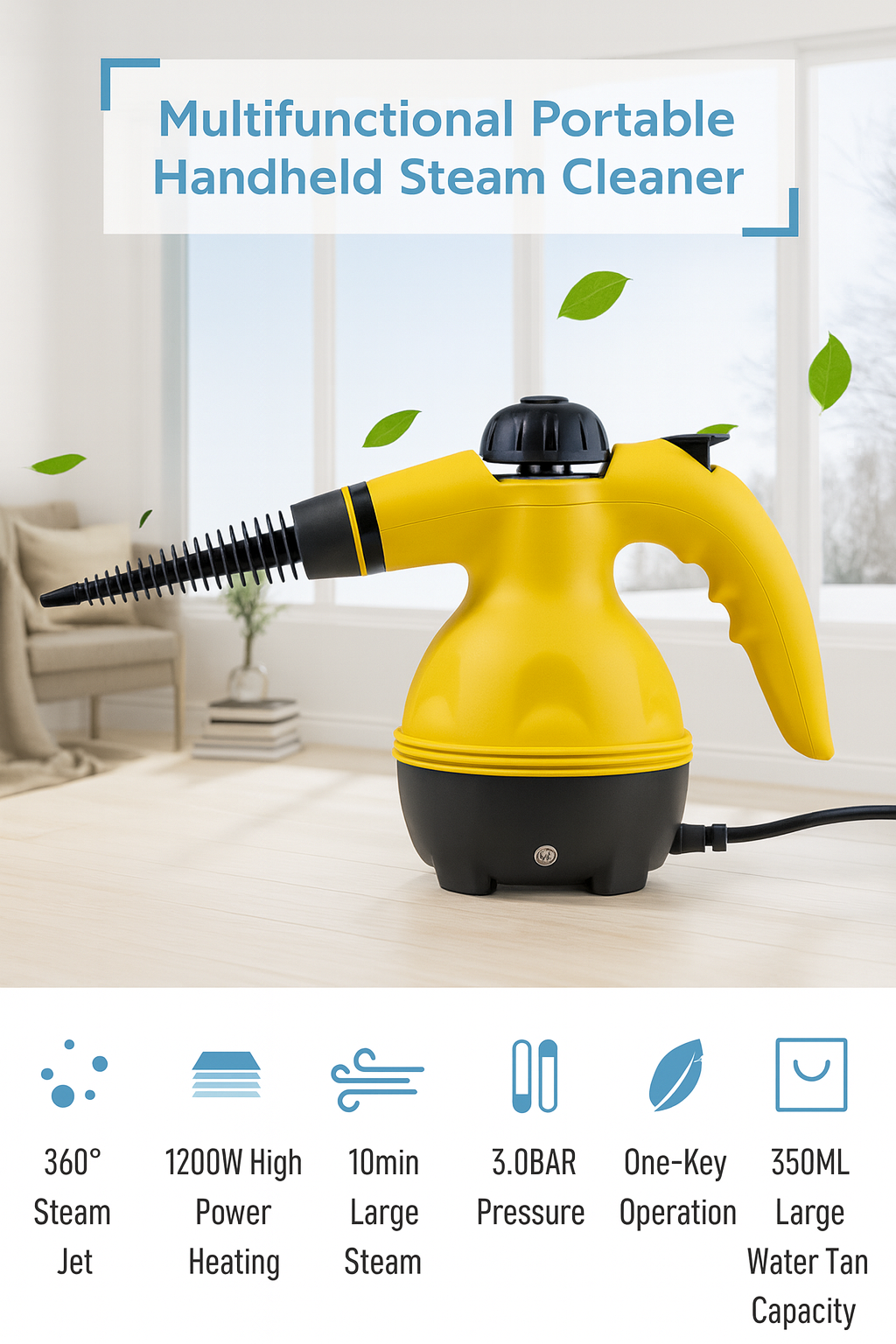 Handheld Steam Cleaner 1000W with Multi Nozzle Accessories for Home Cleaning