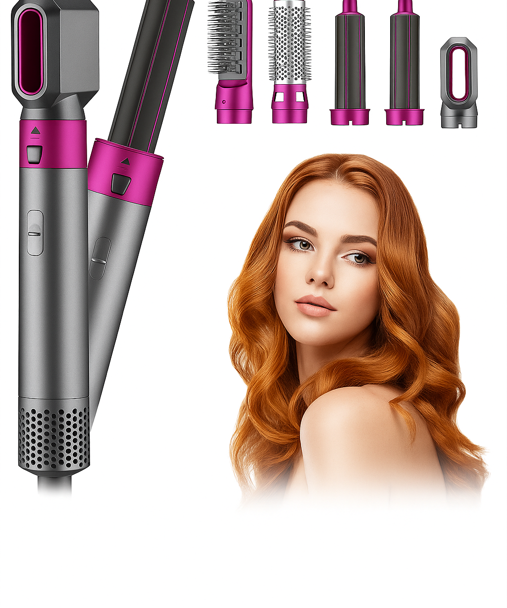 Hot Air Styler 5 in 1 Hair Dryer Brush Volumizer Straightener Curler Set