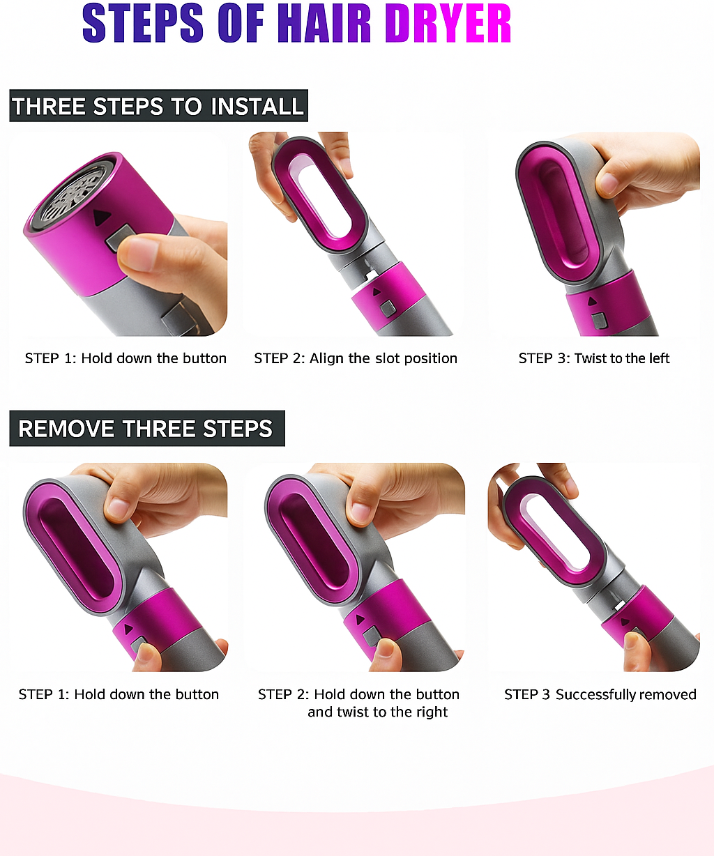 Hot Air Styler 5 in 1 Hair Dryer Brush Volumizer Straightener Curler Set